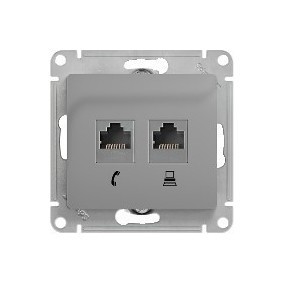 GLOSSA РОЗЕТКА двойная компьютерная RJ45+RJ45, кат.5E, механизм, АЛЮМИНИЙ