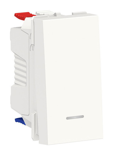 Переключатель 1-клавишный Schneider Electric UNICA MODULAR, с подсветкой, скрытый монтаж, белый